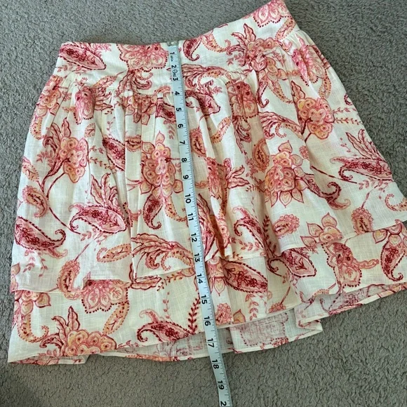 NWT Express Pink Off White Floral Paisley Layered A-Line Linen Skirt Women’s 4 - Picture 7 of 8